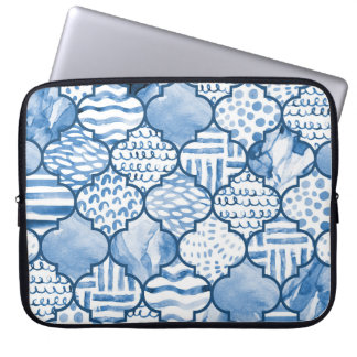 Marokkaans geometrisch, waterverf naadloos patroon laptop sleeve