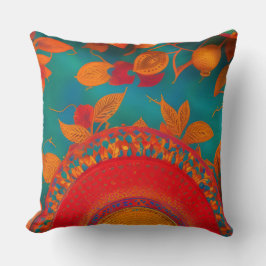 Marokkaans goudrood oranje blauw najaar kussen