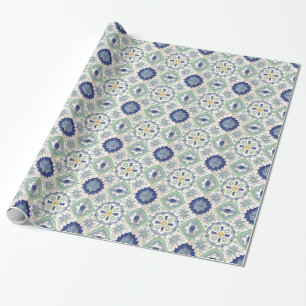 Marokkaans groen en blauw afdrukken cadeaupapier