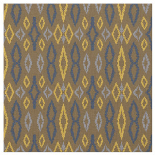 Marokkaans Ikat Blue Yellow Brown Pattern Stof