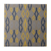 Marokkaans Ikat Blue Yellow Grey Pattern Tegeltje (Voorkant)