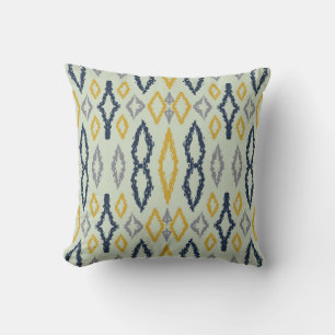Marokkaans Ikat Blue Yellow Mint Pattern Kussen