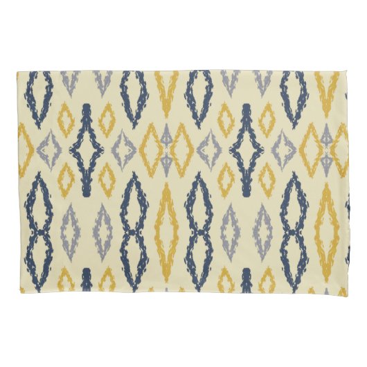 Marokkaans Ikat Blue Yellow Pattern Kussensloop (Voorkant)