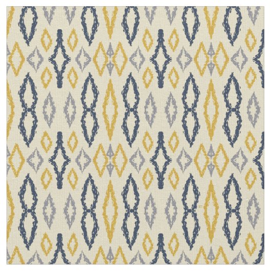Marokkaans Ikat Blue Yellow Pattern Stof (Close Up)