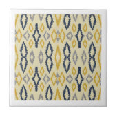 Marokkaans Ikat Blue Yellow Pattern Tegeltje (Voorkant)