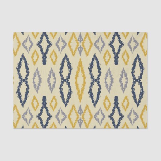 Marokkaans Ikat Blue Yellow Pattern Tissuepapier (Voorkant)