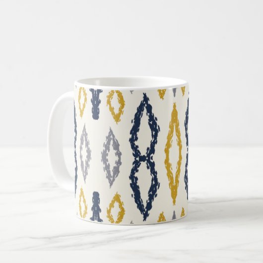 Marokkaans Ikat Blue Yellow White Pattern Koffiemok (Voorkant links)