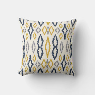 Marokkaans Ikat Blue Yellow White Pattern Kussen