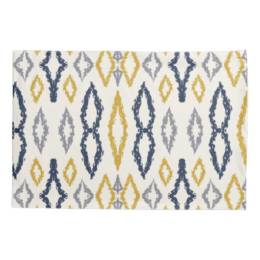 Marokkaans Ikat Blue Yellow White Pattern Kussensloop (Achterkant)