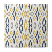 Marokkaans Ikat Blue Yellow White Pattern Tegeltje (Voorkant)