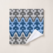 Marokkaans Ikat Damask, blauw en grijs / grijs Bad Handdoek (Wasdoekje)