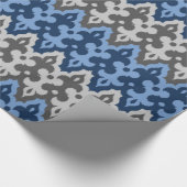 Marokkaans Ikat Damask, blauw en grijs / grijs Cadeaupapier (Hoek)