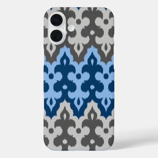 Marokkaans Ikat Damask, blauw en grijs / grijs Case-Mate iPhone Case (Achterkant)