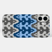 Marokkaans Ikat Damask, blauw en grijs / grijs Case-Mate iPhone Case (Achterkant (horizontaal))