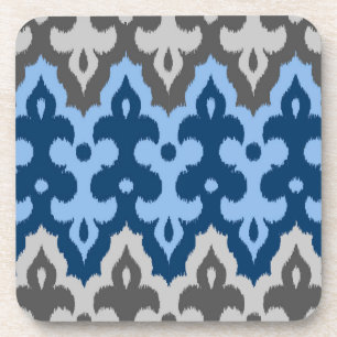 Marokkaans Ikat Damask, blauw en grijs / grijs Drankjes Onderzetter