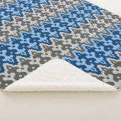 Marokkaans Ikat Damask, blauw en grijs / grijs Sherpa Deken (3/4)