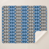 Marokkaans Ikat Damask, blauw en grijs / grijs Sherpa Deken (Voorkant (horizontaal))