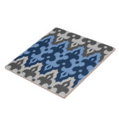 Marokkaans Ikat Damask, blauw en grijs / grijs Tegeltje (Zijkant)