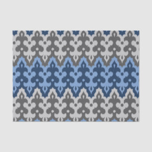 Marokkaans Ikat Damask, blauw en grijs / grijs Tissuepapier