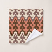 Marokkaans Ikat Damask, Brown, Cream Taupe & Rust Bad Handdoek (Wasdoekje)