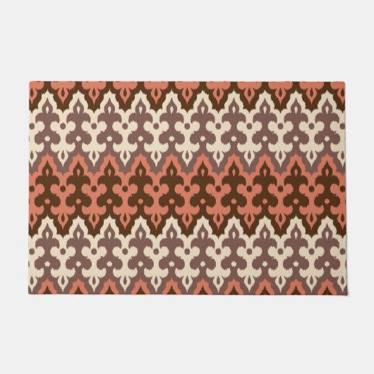Marokkaans Ikat Damask, Brown, Cream Taupe & Rust Deurmat (Voorkant)
