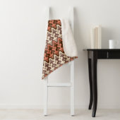 Marokkaans Ikat Damask, Brown, Cream Taupe & Rust Sherpa Deken (In situ)