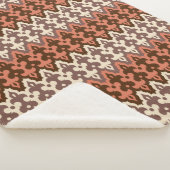 Marokkaans Ikat Damask, Brown, Cream Taupe & Rust Sherpa Deken (3/4)