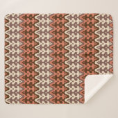 Marokkaans Ikat Damask, Brown, Cream Taupe & Rust Sherpa Deken (Voorkant (horizontaal))