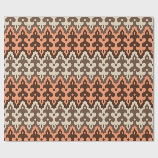 Marokkaans Ikat Damask, Brown, Taupe & Coral Cadeaupapier (Vlak)