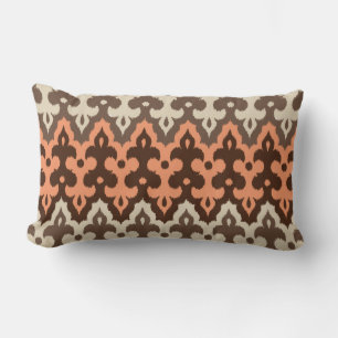 Marokkaans Ikat Damask, Brown, Taupe & Coral Kussen