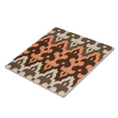 Marokkaans Ikat Damask, Brown, Taupe & Coral Tegeltje (Zijkant)