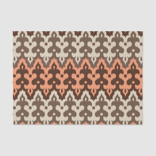 Marokkaans Ikat Damask, Brown, Taupe & Coral Tissuepapier (Voorkant)
