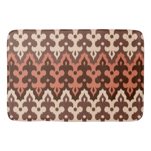Marokkaans Ikat Damask, Brown, Taupe & Rust Badmat (Voorkant)