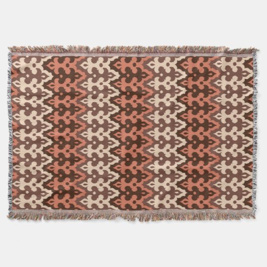 Marokkaans Ikat Damask, Brown, Taupe & Rust Deken (Voorkant)