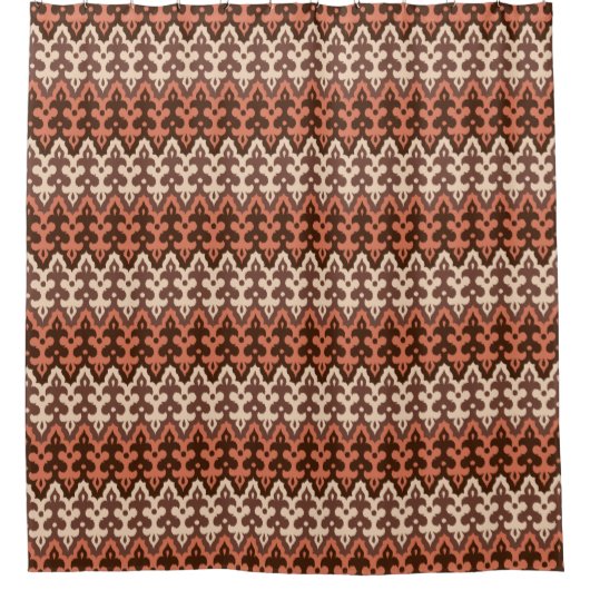 Marokkaans Ikat Damask, Brown, Taupe & Rust Douchegordijn (Voorkant)