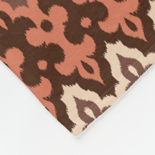 Marokkaans Ikat Damask, Brown, Taupe & Rust Fleece Deken