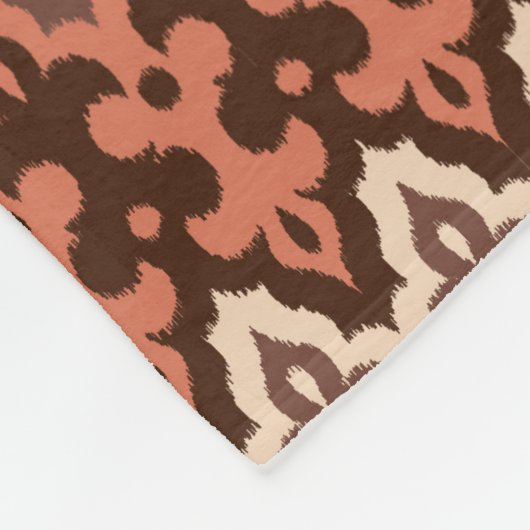 Marokkaans Ikat Damask, Brown, Taupe & Rust Fleece Deken (Hoek)