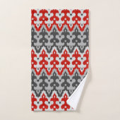 Marokkaans Ikat Damask, Graphite Grey en Red Bad Handdoek (Handdoek)