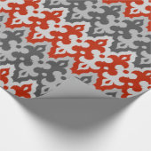 Marokkaans Ikat Damask, Graphite Grey en Red Cadeaupapier (Hoek)