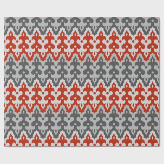 Marokkaans Ikat Damask, Graphite Grey en Red Cadeaupapier (Vlak)