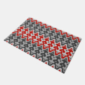 Marokkaans Ikat Damask, Graphite Grey en Red Deurmat (Schuin)