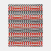 Marokkaans Ikat Damask, Graphite Grey en Red Fleece Deken (Voorkant)