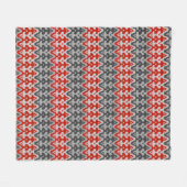 Marokkaans Ikat Damask, Graphite Grey en Red Fleece Deken (Voorkant (Horizontaal))