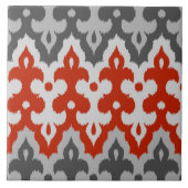 Marokkaans Ikat Damask, Graphite Grey en Red Tegeltje (Voorkant)