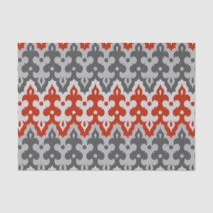 Marokkaans Ikat Damask, Graphite Grey en Red Tissuepapier