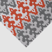 Marokkaans Ikat Damask, Graphite Grey en Red Tissuepapier (Detail)