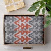 Marokkaans Ikat Damask, Graphite Grey en Red Tissuepapier (Geschenk)