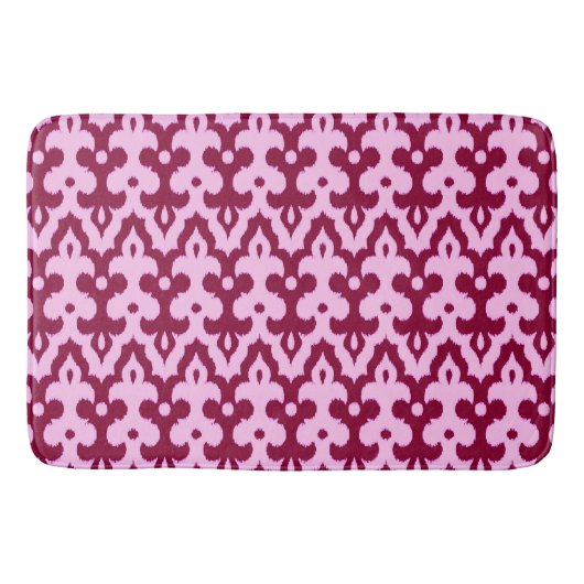 Marokkaans Ikat Damask Pattern, Bourgogne en roze Badmat (Voorkant)