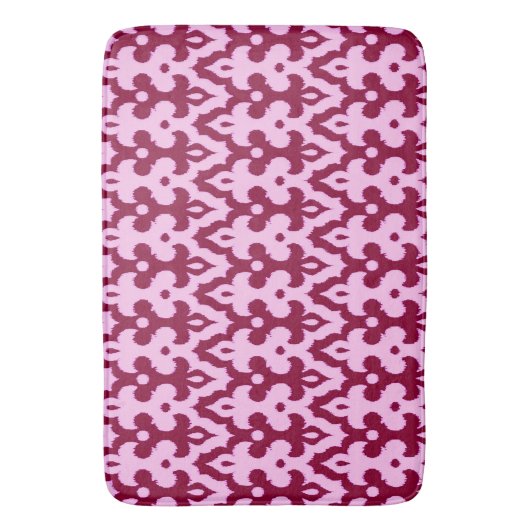 Marokkaans Ikat Damask Pattern, Bourgogne en roze Badmat (Voorkant Verticaal)