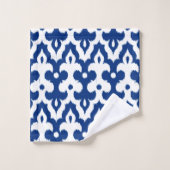 Marokkaans Ikat Damask Pattern, Cobalt Blue en Whi Bad Handdoek (Wasdoekje)